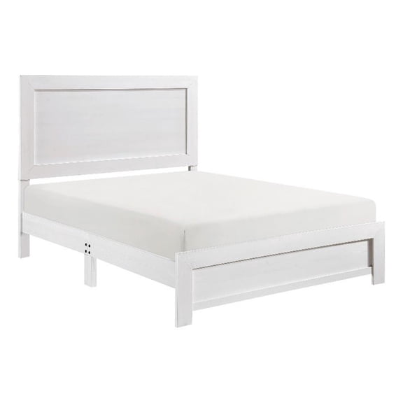 Eby King Size Bed- Rustic Farmhouse Style- White Finish Wood Veneer
