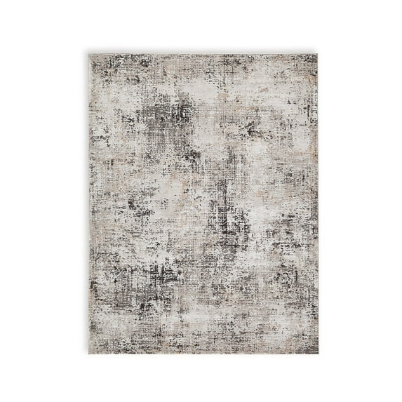 Benjara Elanor 5 x 7 Area Rug, Modern Abstract Design, Gray Polyester, Jute Backing