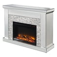 thumbnail image 1 of Benjara Electric Fireplace with Mirror Panel Framing and Stones Inlay- Silver, 1 of 7