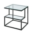 thumbnail image 1 of Elena End Table with 2-Tier Design- Glass Top and Shelf- Black Metal, 1 of 8