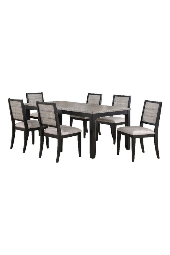 Elina 7pc Extendable Dining Table with 6 Chairs- Farmhouse Gray- Black