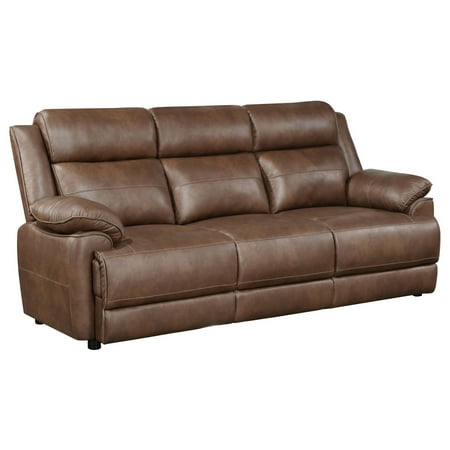 Ellen Sofa, Brown Faux Leather, Foam Cushions, Pillow Top Arms, 86 Inch