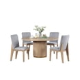 thumbnail image 1 of Benjara Emi 5 Piece Dining Table and Chairs Set, Round, Pedestal Base, Oak Brown, 1 of 6