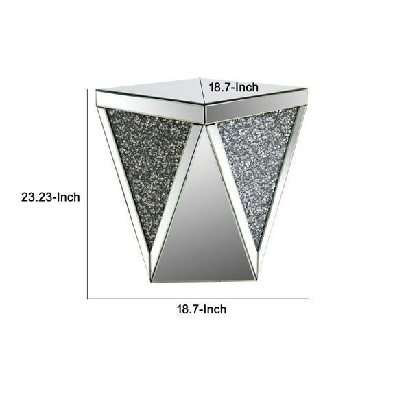 End Table with Square Mirrored Top, Clear