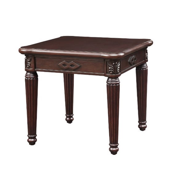 Benjara End Table with Traditional Style and Turned Legs, Espresso Brown