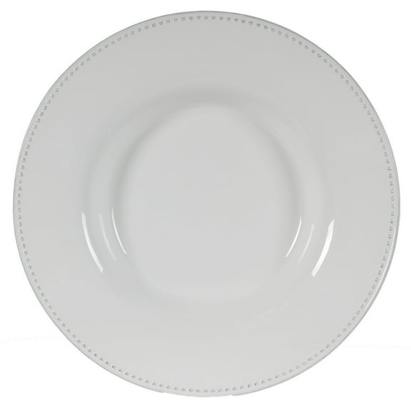 Benjara Enticing Round Decorative Porcelain Plate, White-Color:White