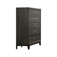 thumbnail image 1 of Benjara Erica Tall Dresser Chest, 5 Drawers, Gray Wood Finish, Metal Handles, 1 of 5