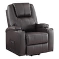 thumbnail image 1 of Benjara Evans 37" Recliner Chair- Power Lift- 2 Cupholders- Brown Faux Leather, 1 of 6