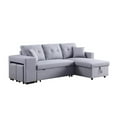 thumbnail image 1 of Everett 93 Inch Sleeper Sectional Sofa, Storage Chaise, Stools, Light Gray- Saltoro Sherpi, 1 of 5