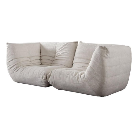 Benjara Ezee 2pc Modular Loveseat Sofa Set- Low Profile Floor Seating Cream