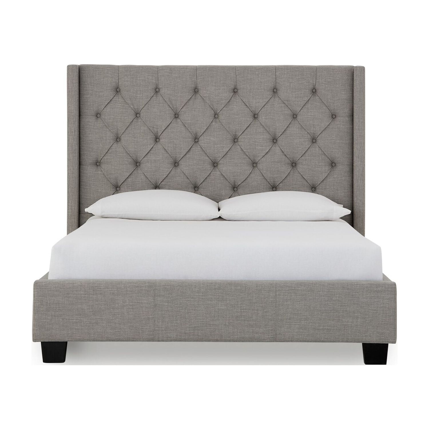 Benjara Ezra California King Size Storage Bed, Tall Tufted Wingback