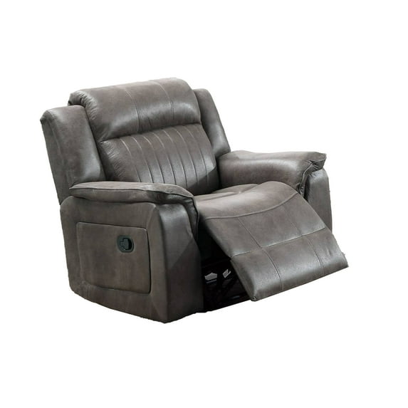 Fabric Manual Recliner Chair with Pillow Top Arms Gray