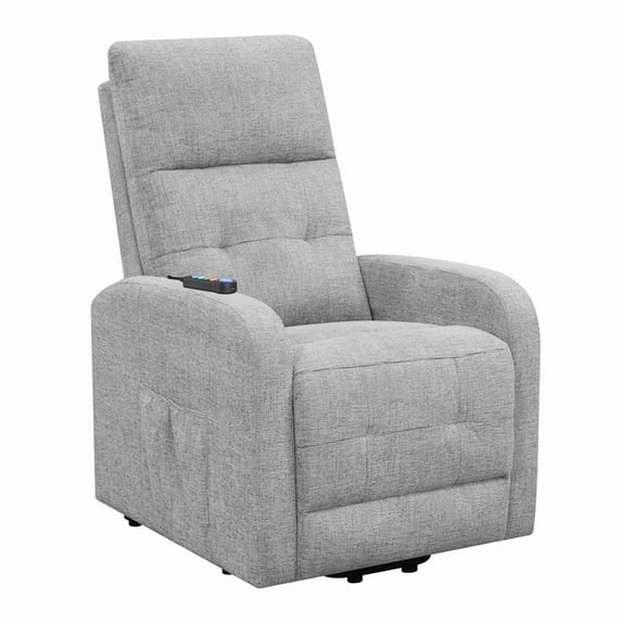 Fabric Power Lift Massage Chair with Tufted Stitched Accent Gray
