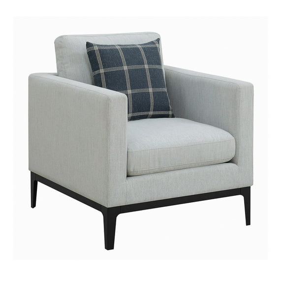 Fabric Upholstered Arm Chair with Reversible Cushions and Pillows, Gray