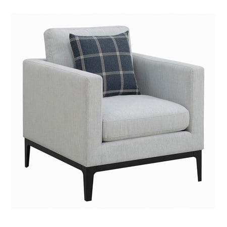 Benzara Upholstered Solid Wood/Fabric Arm Chair w/ Reversible Cushions in Gray