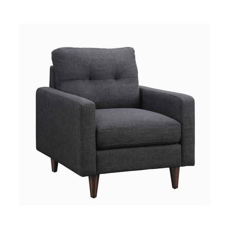 Fabric Upholstered Button Tufted Chair with Track Armrests, Gray