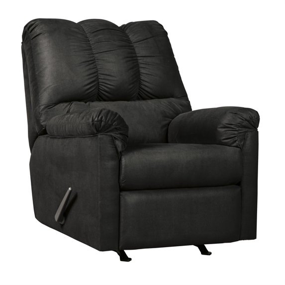 Fabric Upholstered Rocker Recliner with Tufted Backrest, Black