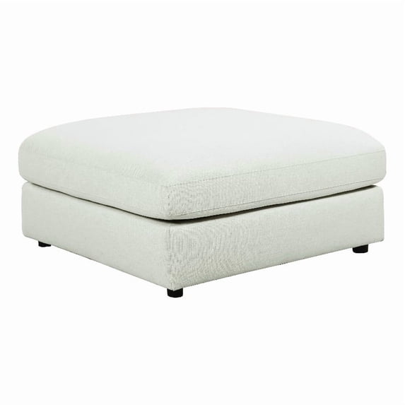 Benjara Upholstered Wooden Ottoman w/ Loose Cushion Seat & Small Feet- Beige