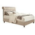 thumbnail image 1 of Benjara Fabric Upholstered Wooden Queen Bed with Button Tufted Headboard, Beige, 1 of 4