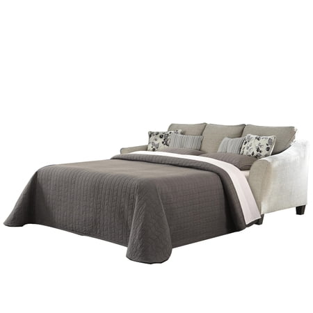 Benjara Fabric upholstered Queen Size Sofa Chaise Sleeper, Cream