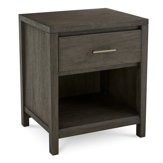 Benjara Fang 26 Inch Modern Nightstand, Single Large Gliding Drawer, Rustic Brown