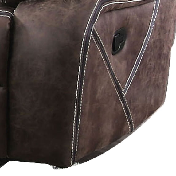 Benjara Faux Leather Upholstered Sofa with Split Back Cushion, Brown