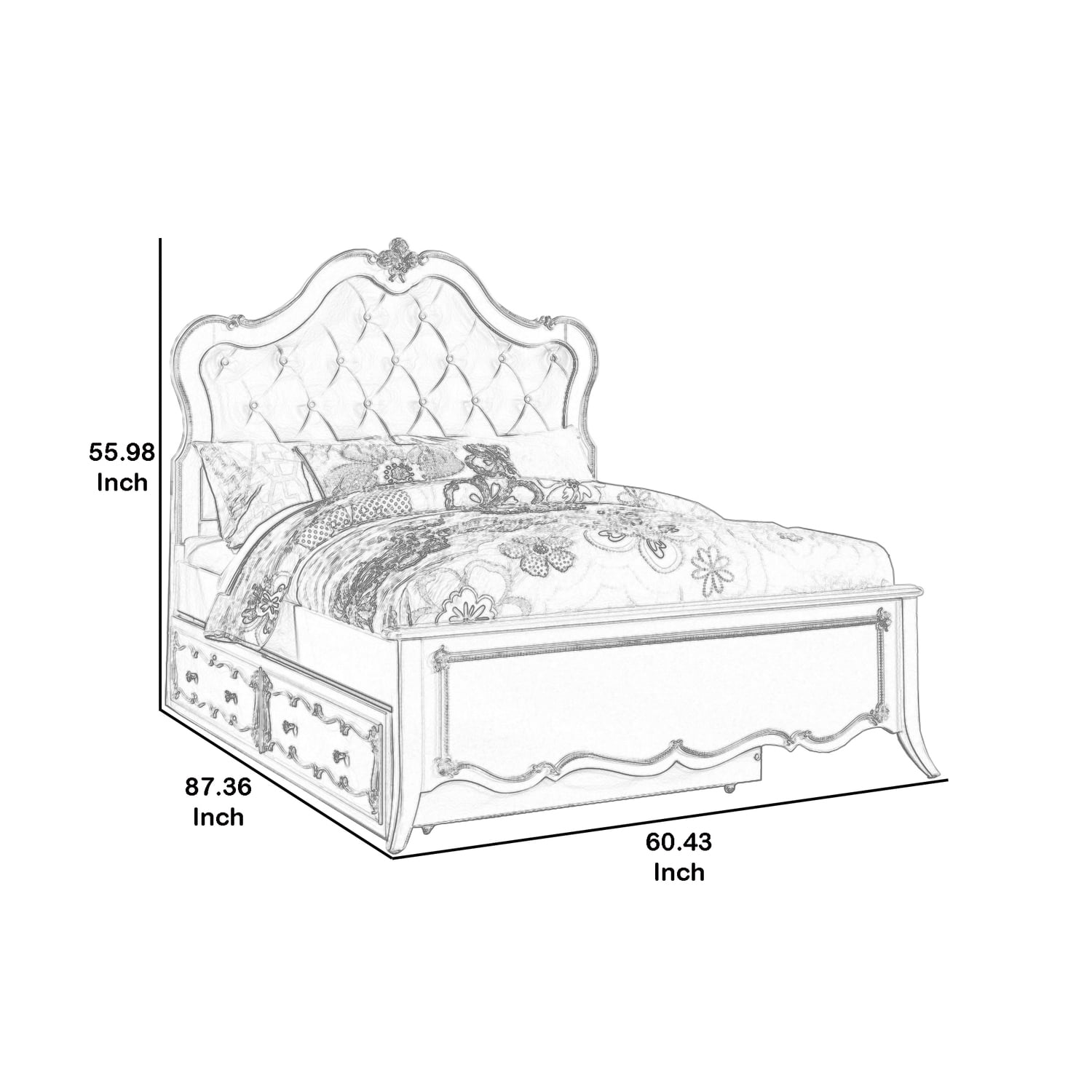 Benjara Faux Leather Upholstered Wooden Full Size Bed with Button