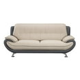 thumbnail image 1 of Benjara Faux Leather Upholstered Wooden Sofa with Tufted Cushioned Back, Cream and Dark Gray, 1 of 2