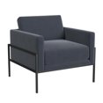 thumbnail image 1 of Fiam Accent Armchair, Steel Blue Velvet, Modern Black Metal Legs, 1 of 3