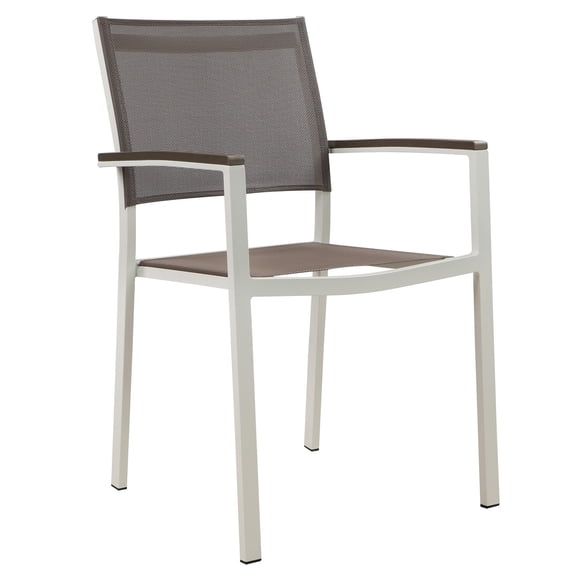 Fifi 21 Inch Set of 6 Dining Chairs, Aluminum Frame, Gray Textilene Fabric- Saltoro Sherpi