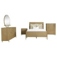 thumbnail image 1 of Benjara Fij 5pc Queen Bedroom Set w Round Dresser Mirror, Sand Brown, Rattan, 1 of 6