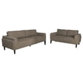 thumbnail image 1 of Benjara Fiza 2pc Living Room Sofa Set, Track Arms, Mitred Accents, Brown, 1 of 9