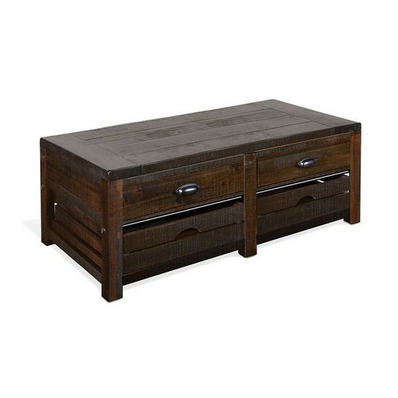 Flint Coffee Table- 2 Drawers- Crates- Dark Brown Mahogany- 50 Inch