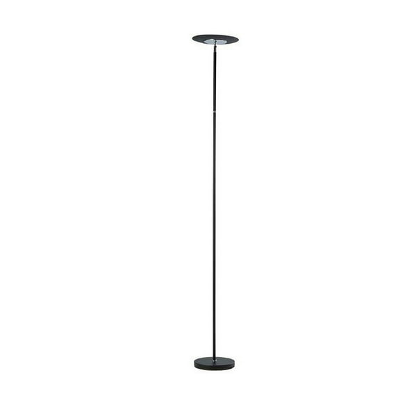 Floor Lamp with Adjustable Torchiere Head and Sleek Metal Body, Black