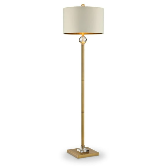 Floor Lamp with Crystal Orb and Metal Stalk Support, Gold