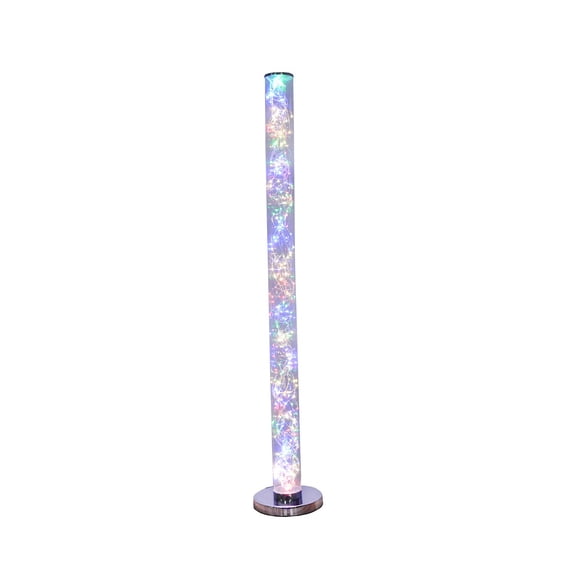 Floor Lamp with LED Bulbs and Wireless Remote Control, Silver- Saltoro Sherpi