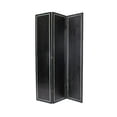 thumbnail image 1 of Benjara Foldable 3 Panel Room Divider with Tribal Print, Black and Silver, 1 of 3