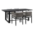 thumbnail image 1 of Benjara Folo 5pc Outdoor Dining Table Set- Gray Aluminum- 4 Woven Rope Chairs, 1 of 9