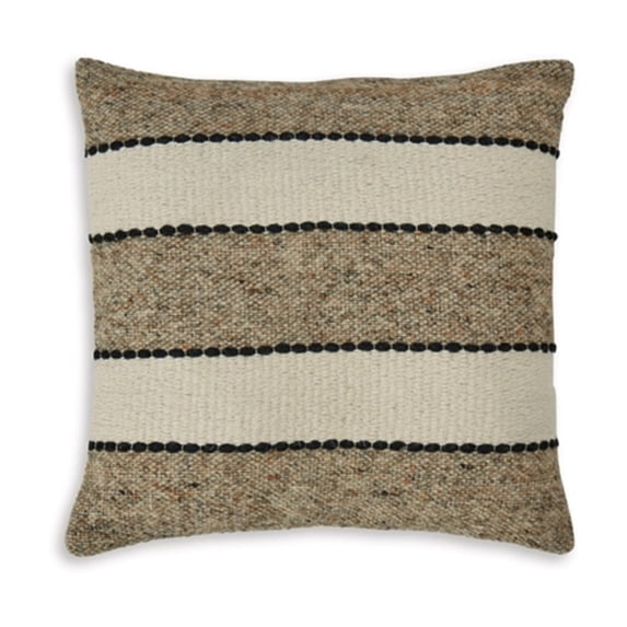 Fordy 20 Inch Decorative Throw Pillow Set of 4, Woven Stripes, Ivory, Tan