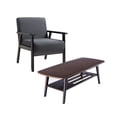 thumbnail image 1 of Benjara Gala Modern Coffee Table and Chair Set, Bottom Shelf, Padded Seat, Gray, 1 of 5