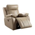 thumbnail image 1 of Benjara Gape 37 Inch Power Recliner, Lumbar Padded, USB Port, Leather, Light Brown, 1 of 2