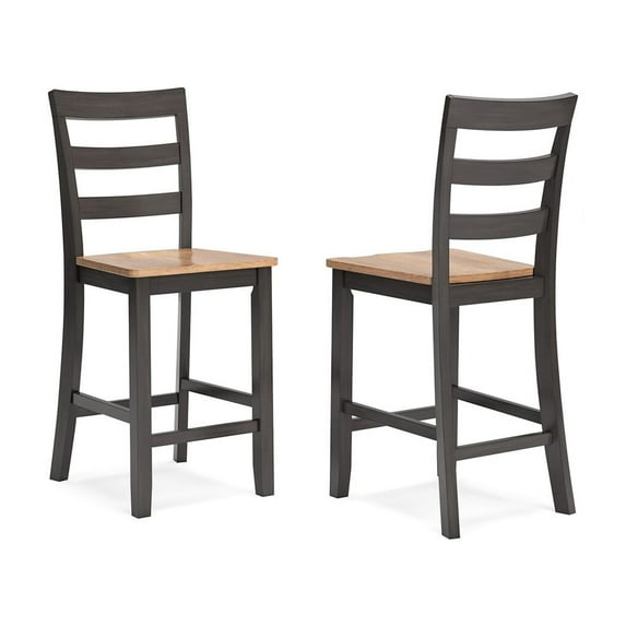 Benjara BM328079 Gasy Counter Height Chair - Dark Brown - Contoured Seat - 24 in. - Set of 2