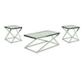 thumbnail image 1 of Gen Coffee and End Table Set of 3, Tempered Glass Top, Chrome Metal Base, 1 of 5
