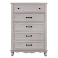 thumbnail image 1 of Benjara Geo 54 Inch Tall Dresser Chest, 5 Drawers, Bronze Accents, Antique White, 1 of 2