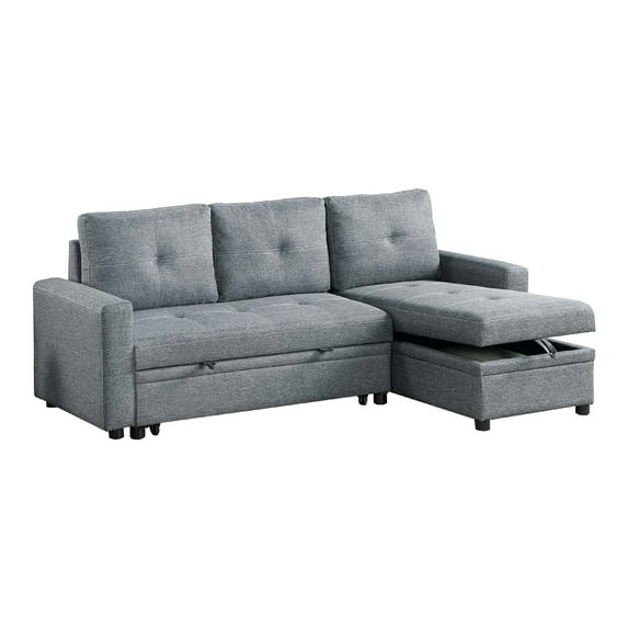 Gero Sectional Sofa Set with Reversible Storage Chaise, Light Gray