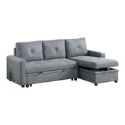 Gero Sectional Sofa Set with Reversible Storage Chaise, Light Gray