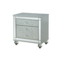 thumbnail image 1 of Gina 29 Inch Modern Glam Nightstand, Round Crystal Knobs, USB Ports, Silver, 1 of 2