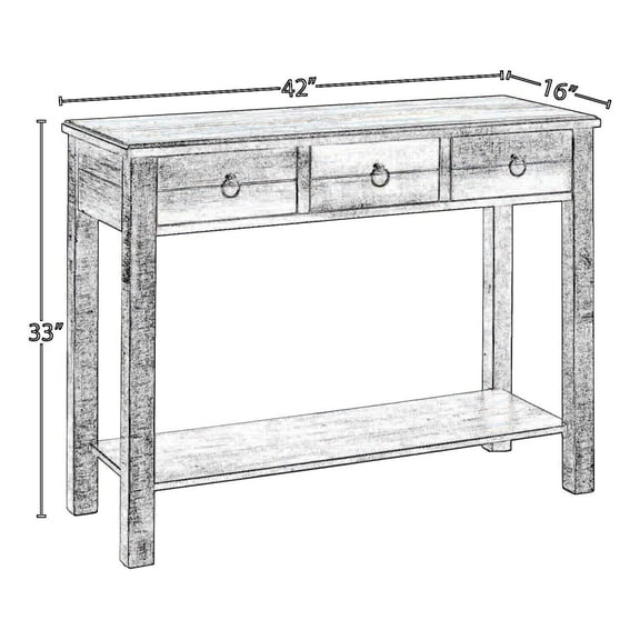 Benjara Glancio Beautiful Console Table, Antique Oak & Teal Blue