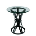thumbnail image 1 of Benjara Glass Top End Table with Metal Ribbon Hourglass Style Base, Black, 1 of 5