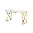 thumbnail image 1 of Benjara Gracie 47 Inch Desk, White Rectangular Top, Metal Legs in Gold Finish, 1 of 6